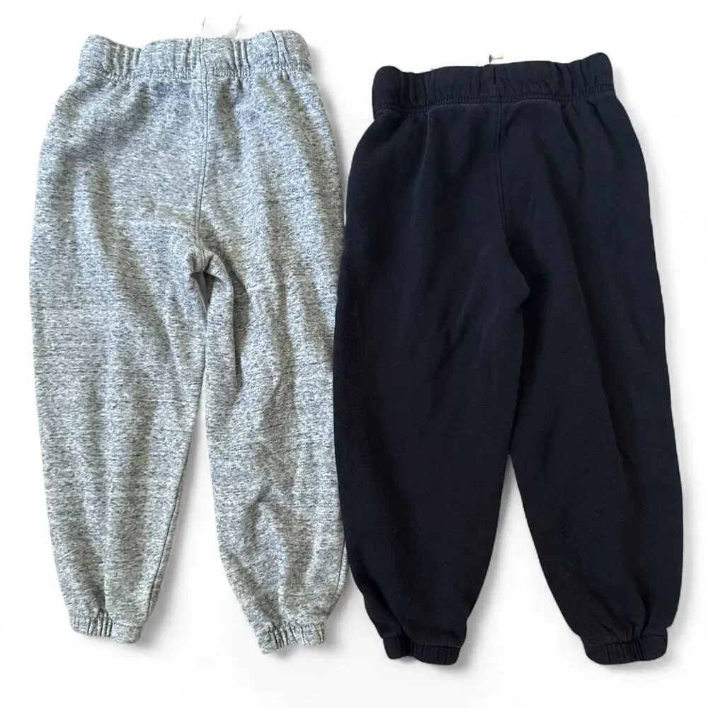 Old Navy Boys Jogger Sweatpants Lot of 2 Size 5 XS Gray Black Fleece